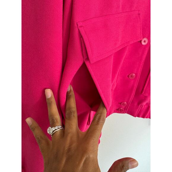 Express Women’s Hot Pink Cropped Utility Jacket Size M NWT $138 - Picture 3 of 9